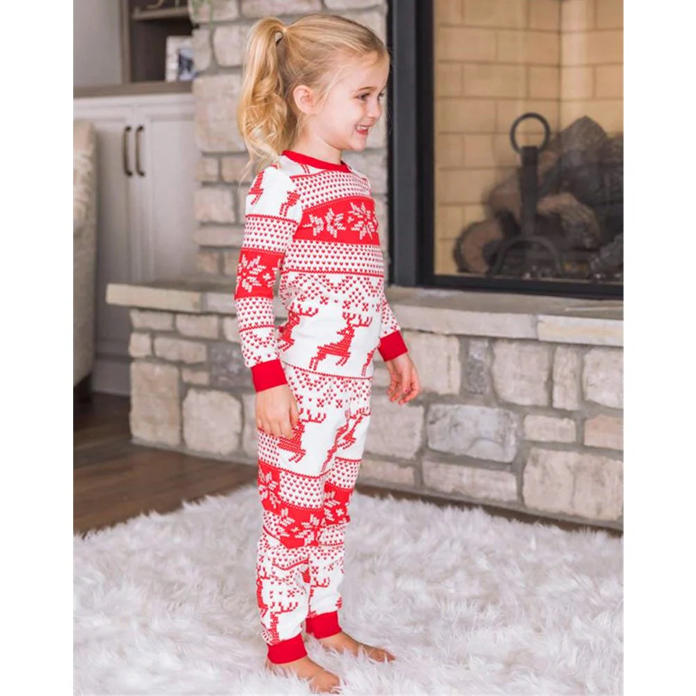Cute Reindeer Print Matching Family Christmas Pajamas - Image 8