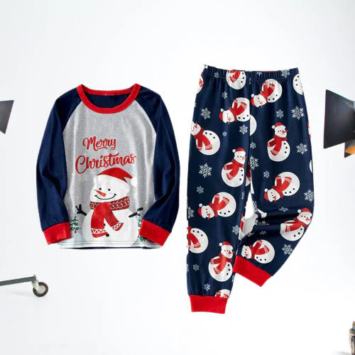 Cute Snowman Pattern Matching Family Christmas Pajamas Sets - Image 2