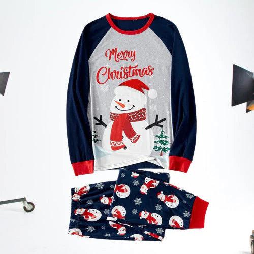 Cute Snowman Pattern Matching Family Christmas Pajamas Sets - Image 3