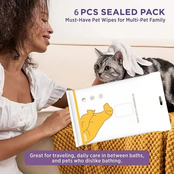 Deodorizing Pet Glove Wipes For Dogs(6Pcs)