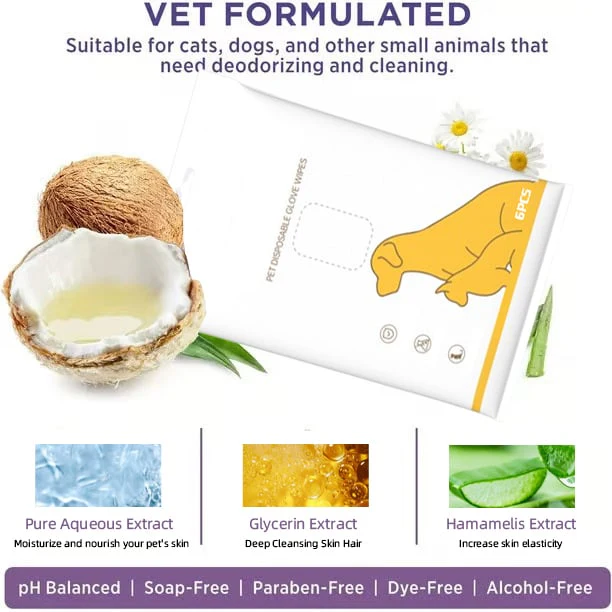 Deodorizing Pet Glove Wipes For Dogs(6Pcs) - Image 3