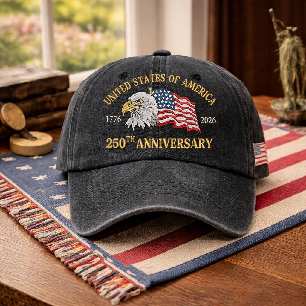 Embroidered 250th USA Independence Day Dyed Cap - Image 3