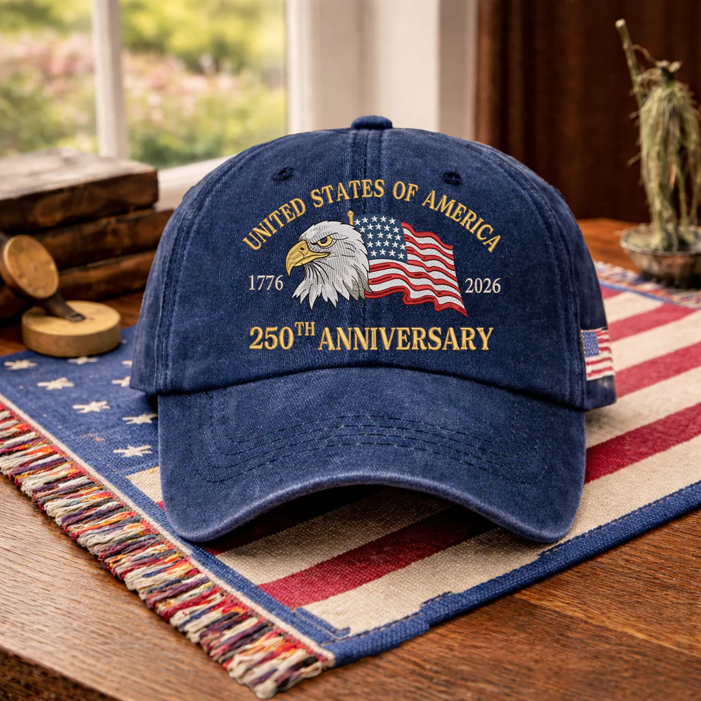 Embroidered 250th USA Independence Day Dyed Cap - Image 4