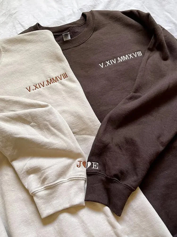 Embroidered Roman Numeral Sweatshirt, Hoodie - Image 7
