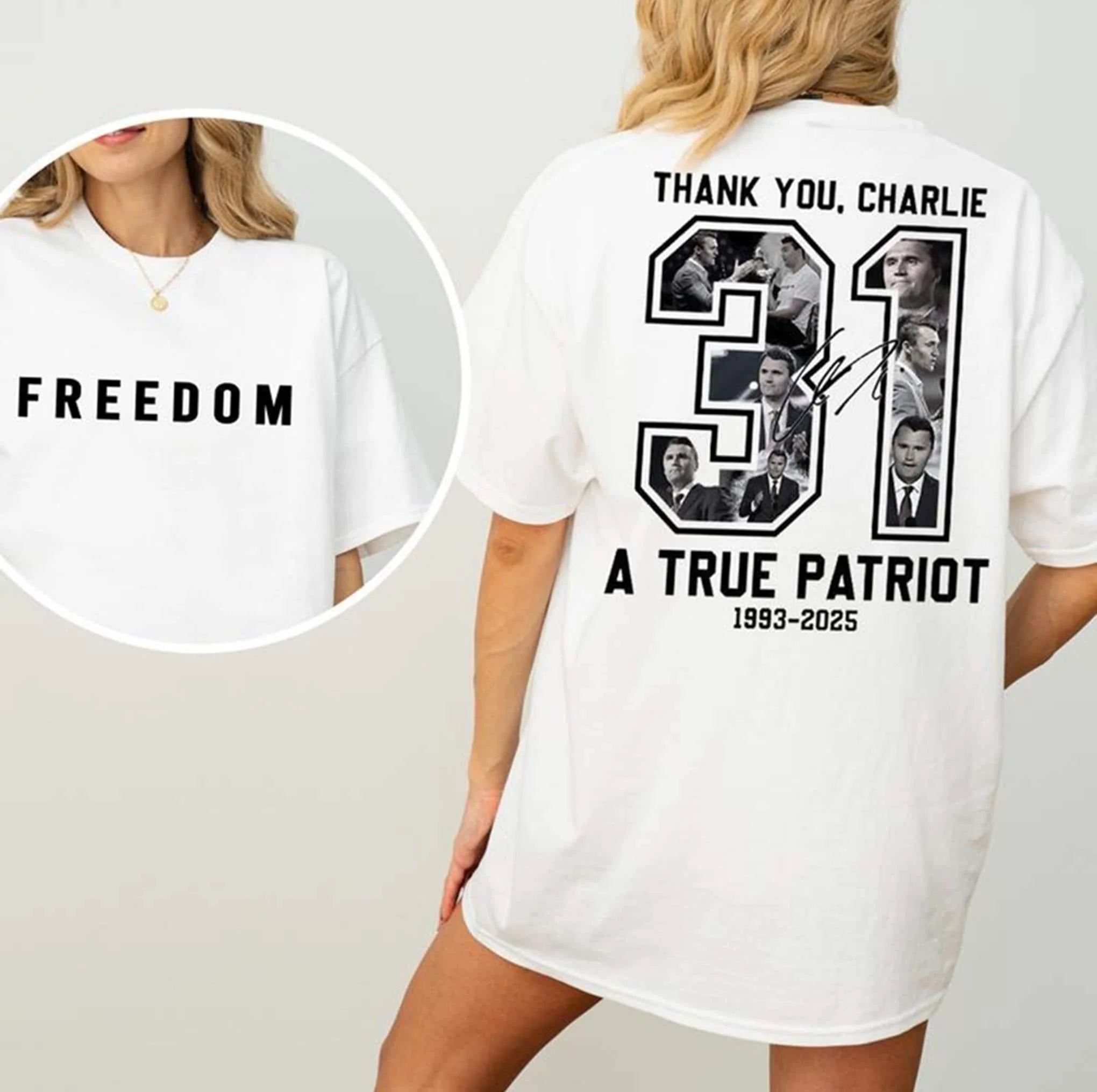 Freedom Charlie Kirk Two Side Tshirt