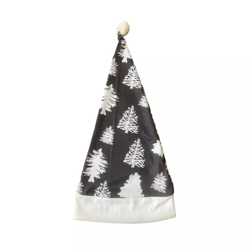 Gray & White Christmas Tree Print Matching Family Christmas Pajamas-Hats Included - Image 4