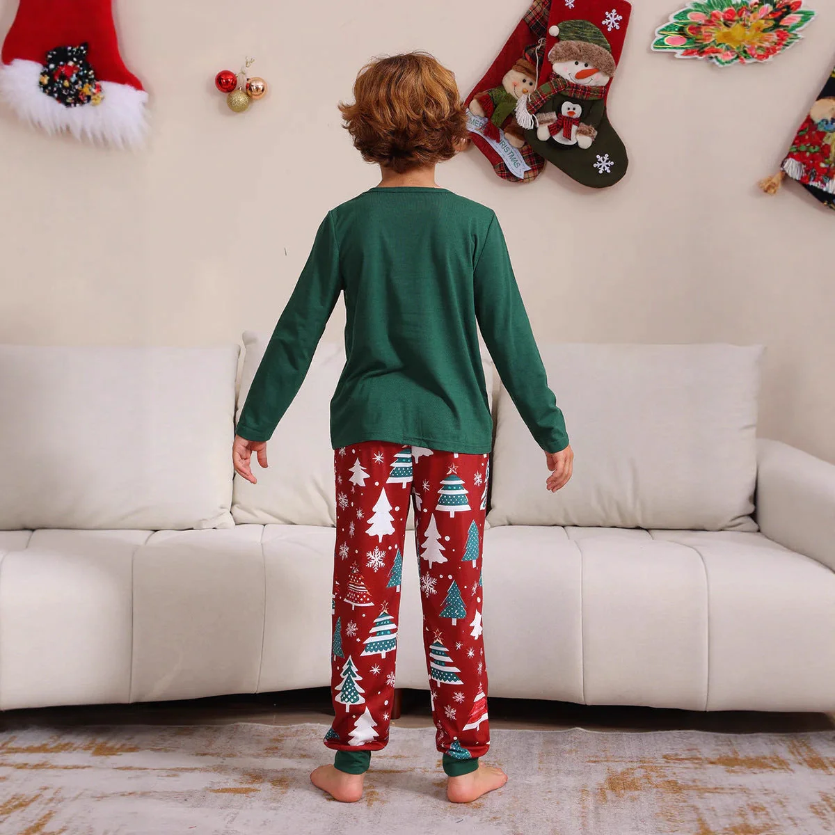 Green Christmas letter Matching Family Christmas Pajamas - Image 4