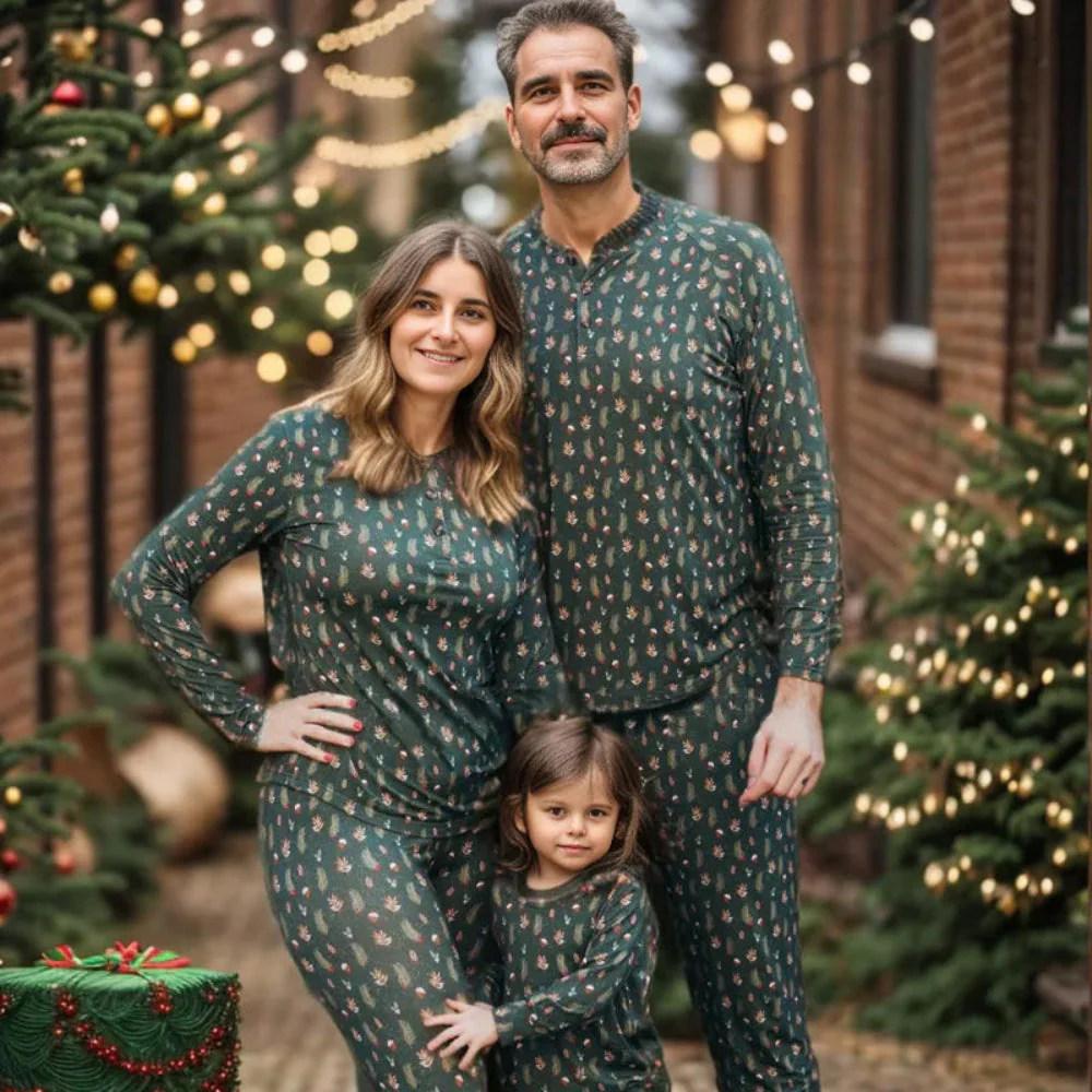 Green Christmas Tree Matching Family Christmas Pajamas-Dog Pajamas Included - Image 2