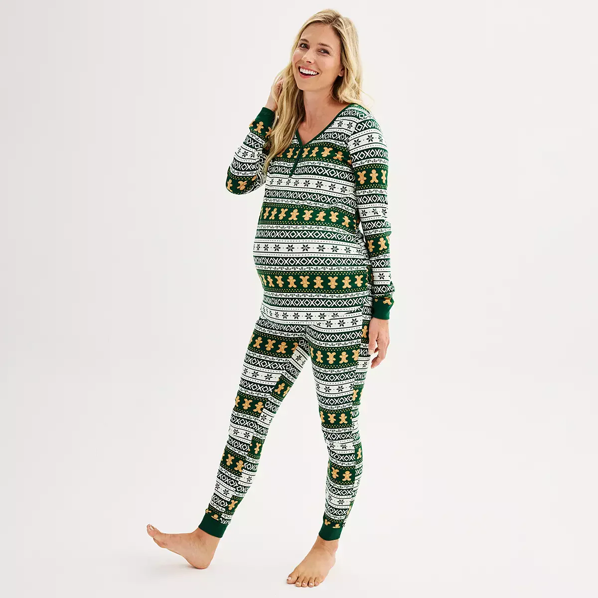Green Gingerbread Matching Family Christmas Pajamas (Dog Pajamas Included) - Image 3