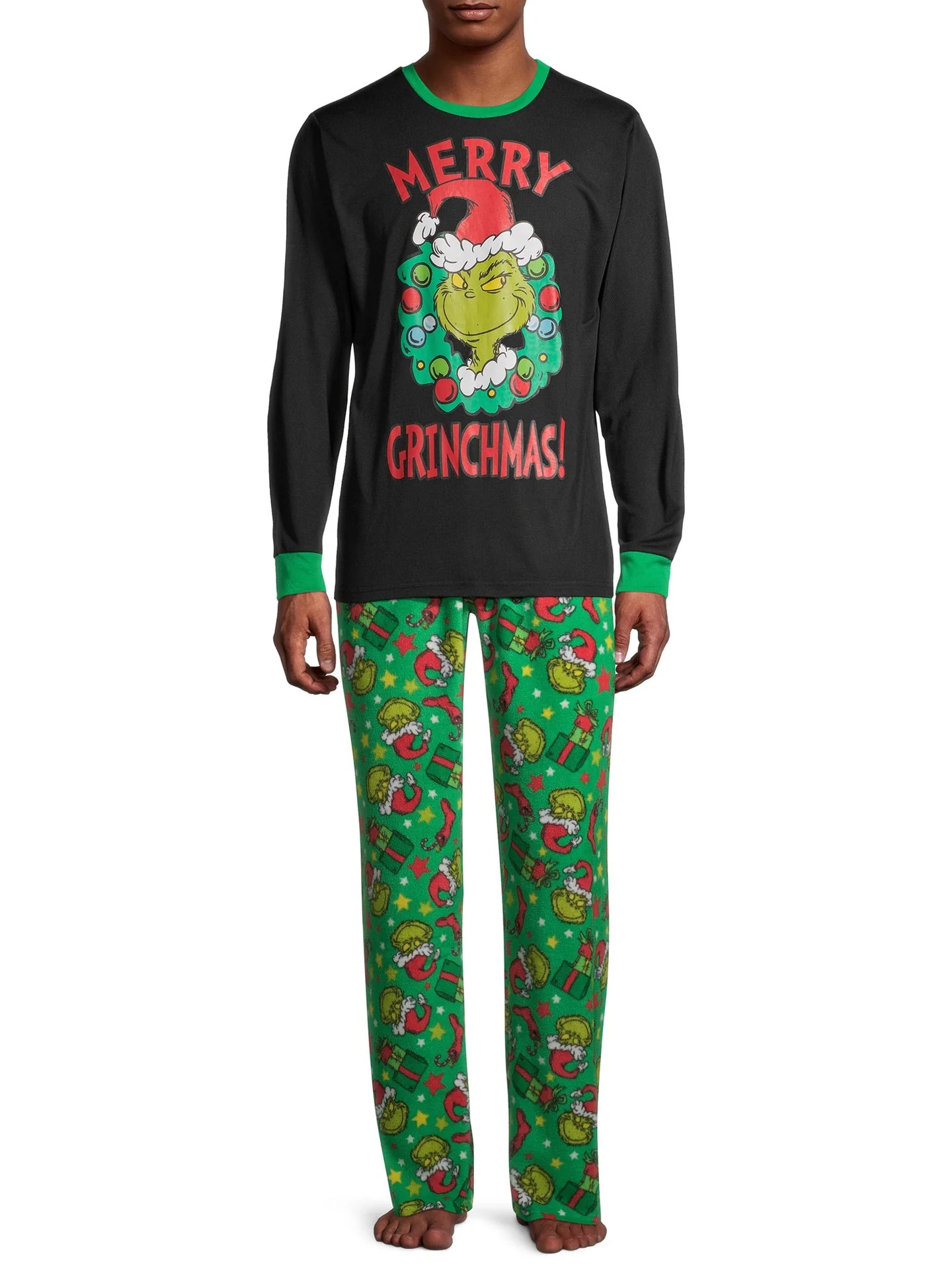 Green Grinch Print Matching Family Christmas Pajamas - Image 3