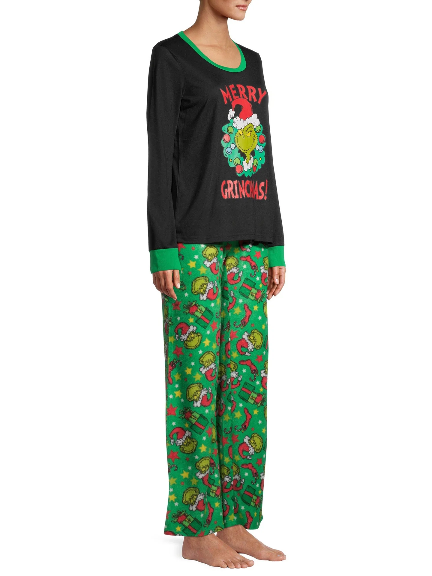 Green Grinch Print Matching Family Christmas Pajamas - Image 4
