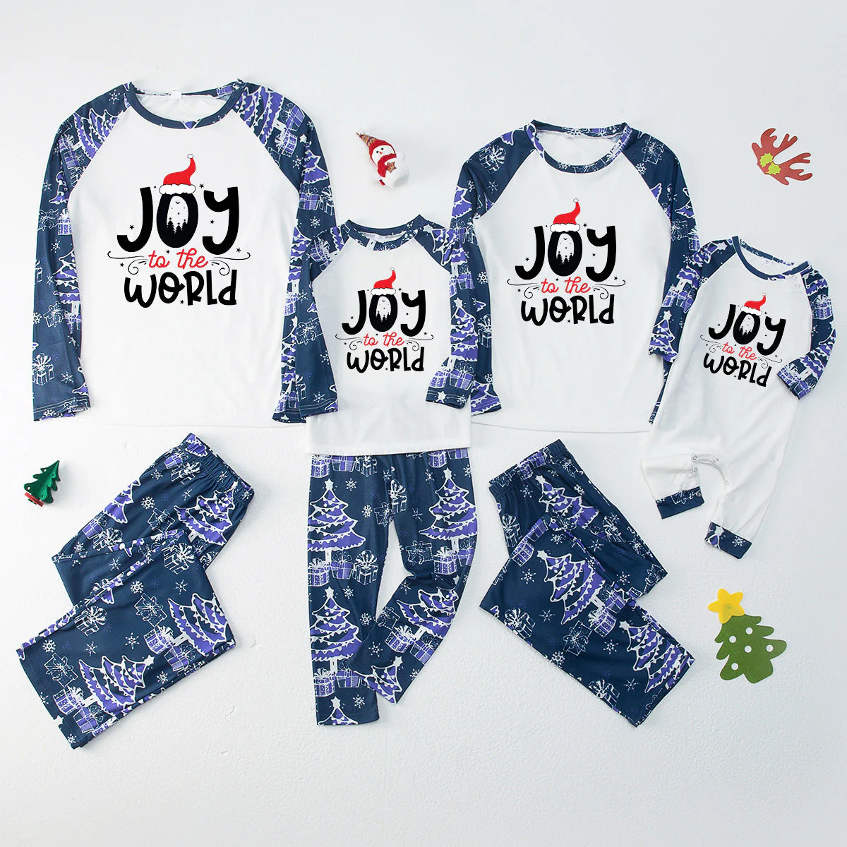 Joy World Pattern Matching Family Christmas Pajamas - Image 2
