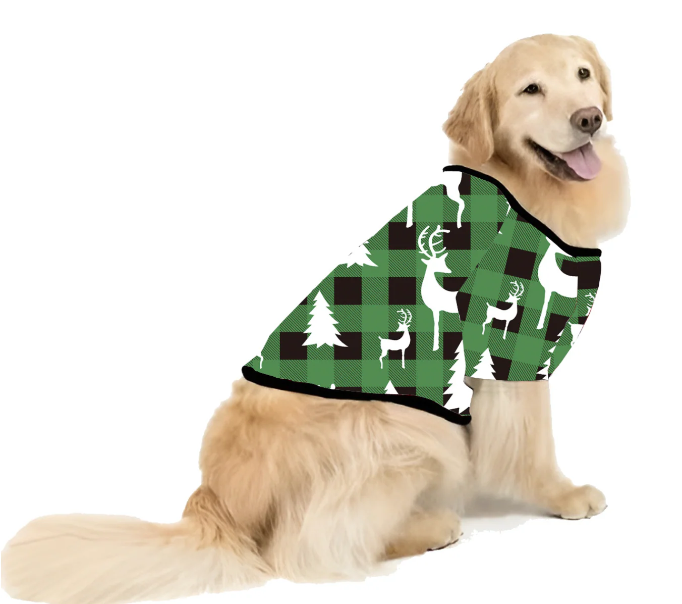 Green Plaid Christmas Tree Pattern Family Matching Pajamas Sets (with Pet's dog clothes) - Image 2