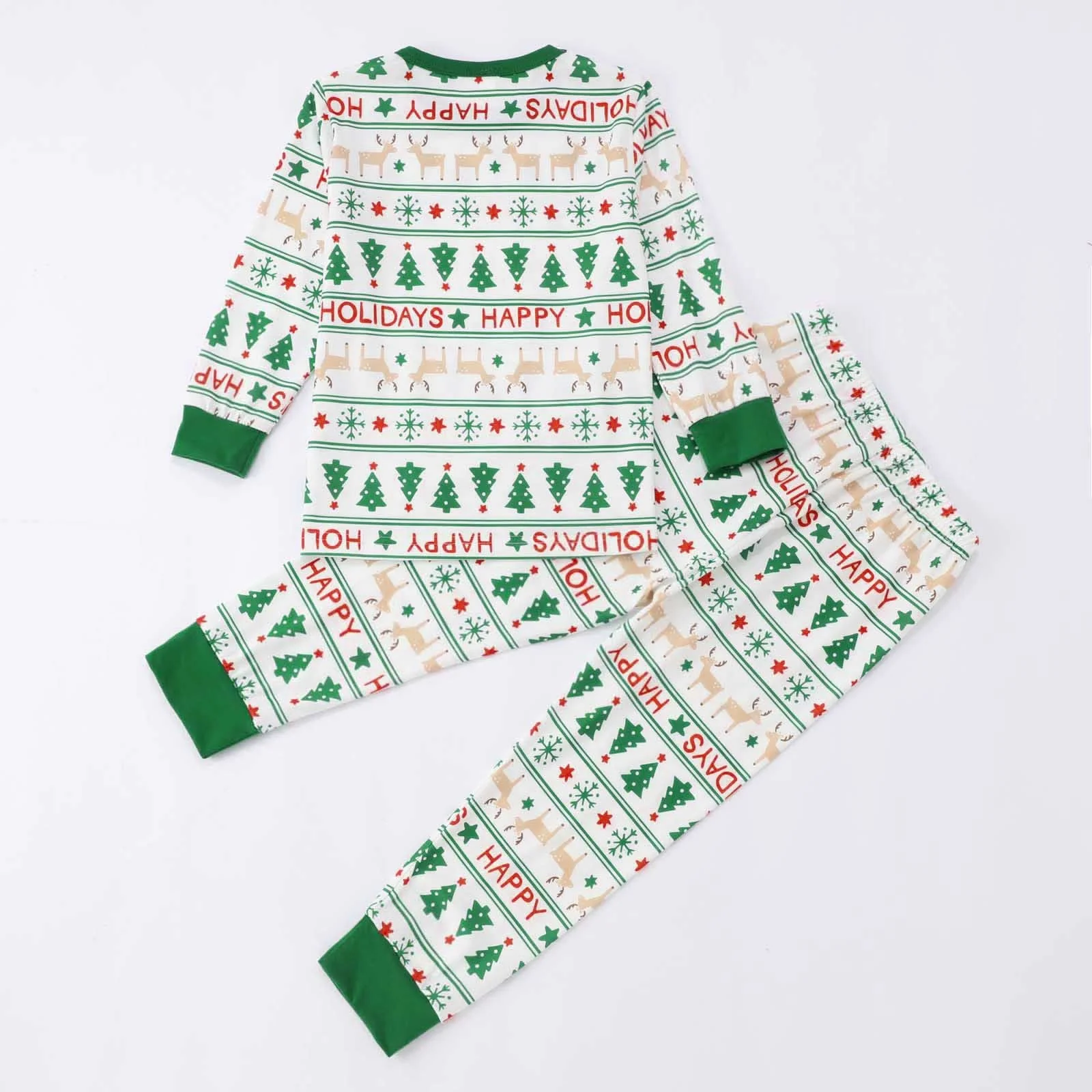 Green snowflakes Pattern Matching Family Christmas Pajamas - Image 3