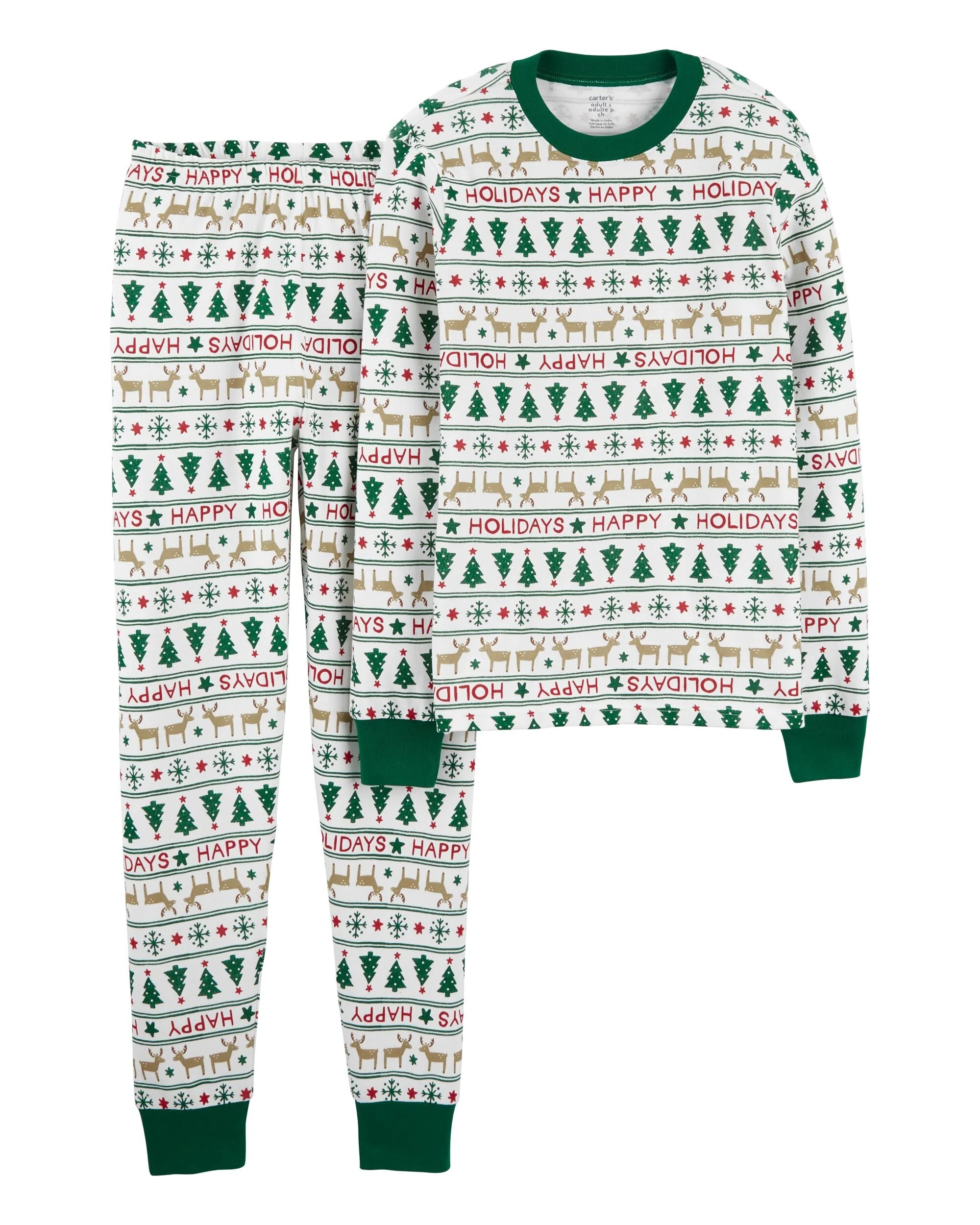 Green snowflakes Pattern Matching Family Christmas Pajamas - Image 4