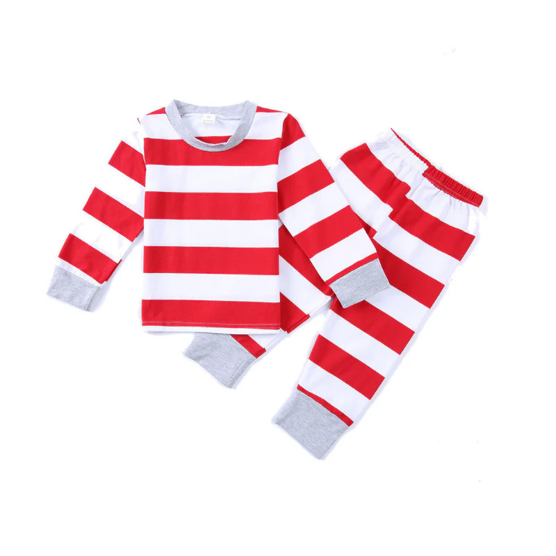 Holiday Red and White Striped Matching Family Christmas Pajamas-Dog Pajamas Included - Image 10