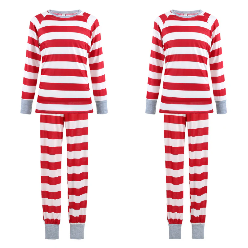 Holiday Red and White Striped Matching Family Christmas Pajamas-Dog Pajamas Included - Image 9