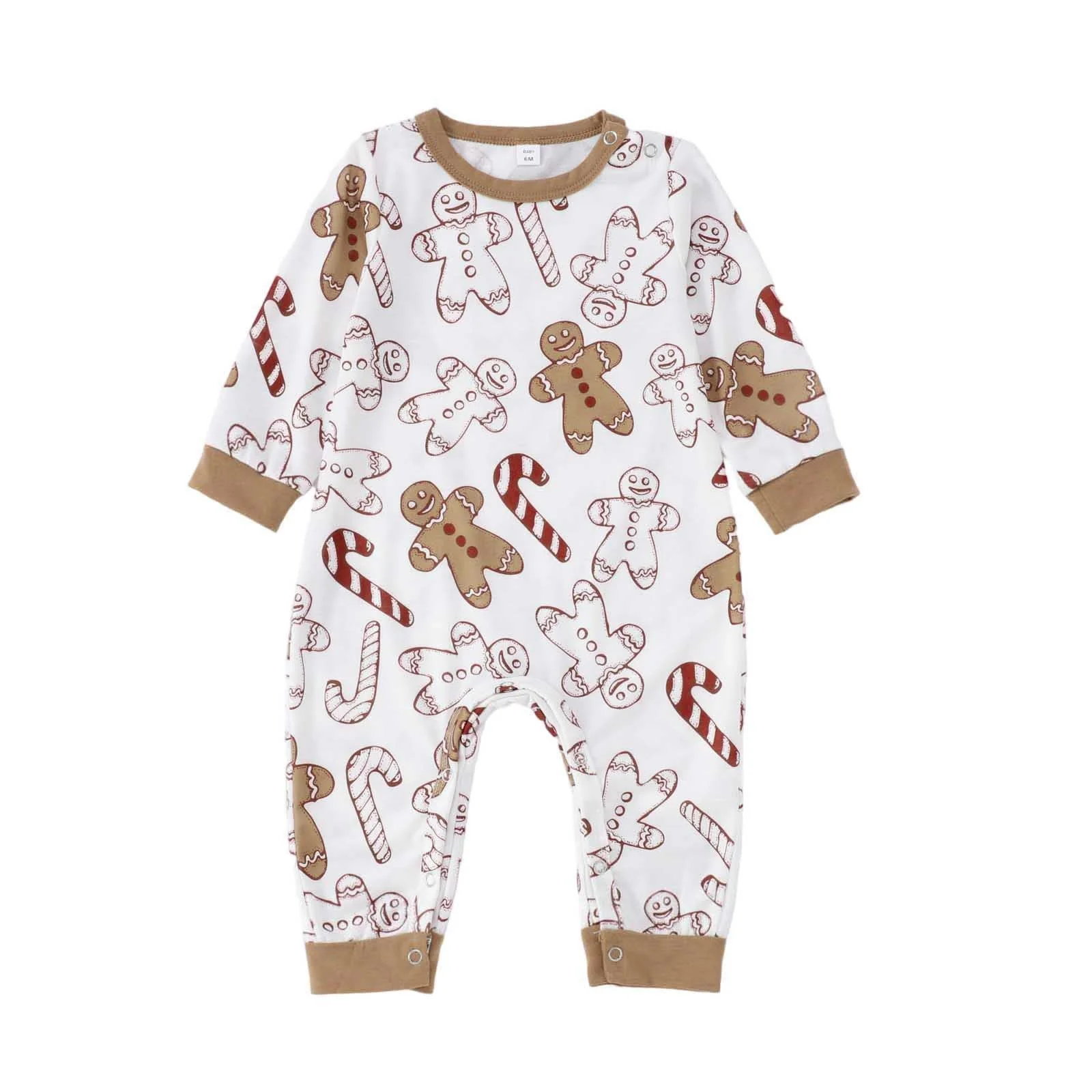 Khaki Gingerbread Pattern Matching Family Christmas Pajamas - Image 6