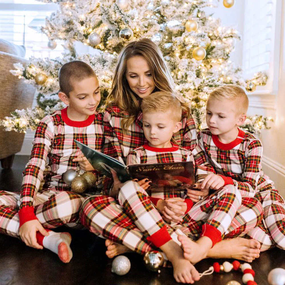 Mixed color plaid Matching Family Christmas Pajamas-Dog Pajamas Included - Image 8