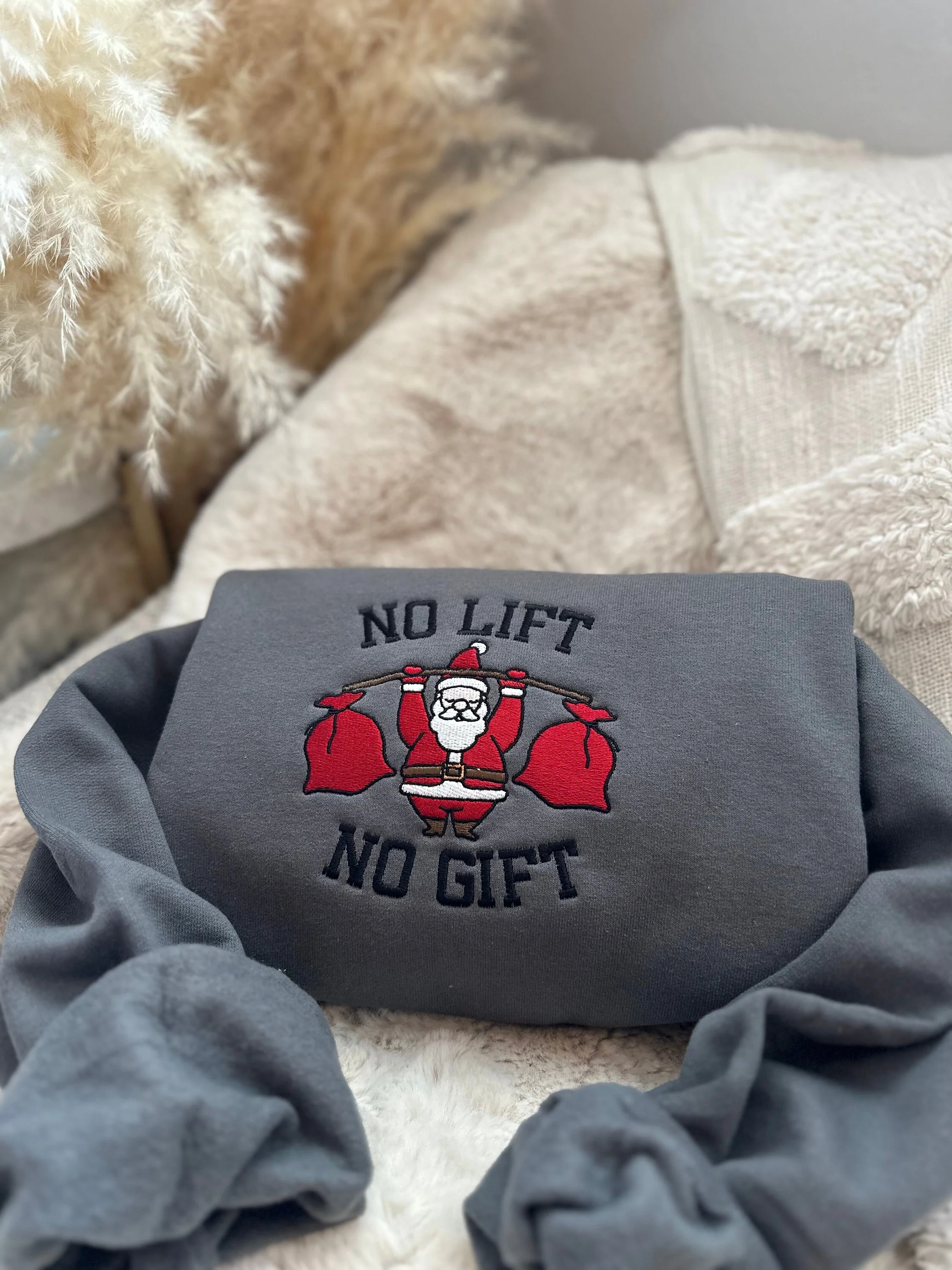 No Lift No Gift - Embroidered Christmas T-shirt,Sweatshirt,Hoodie - Image 4