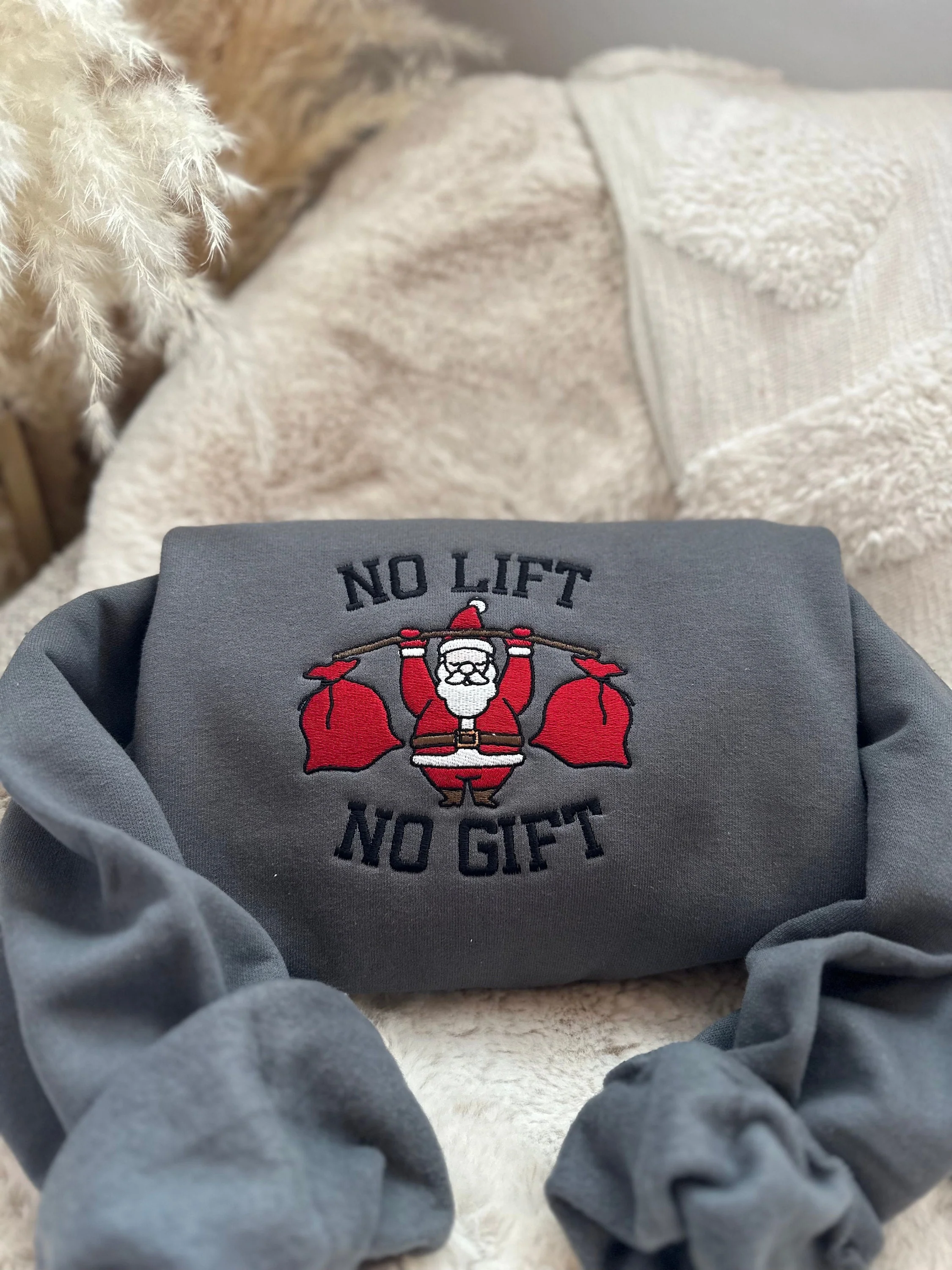 No Lift No Gift - Embroidered Christmas T-shirt,Sweatshirt,Hoodie - Image 8