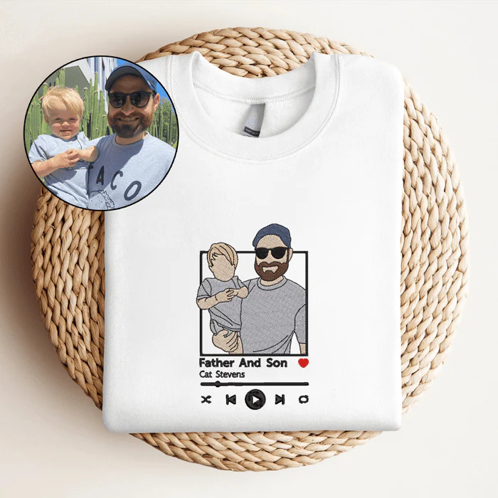 Custom Embroidered Sweatshirt Portrait Couple Family Gift - Image 5