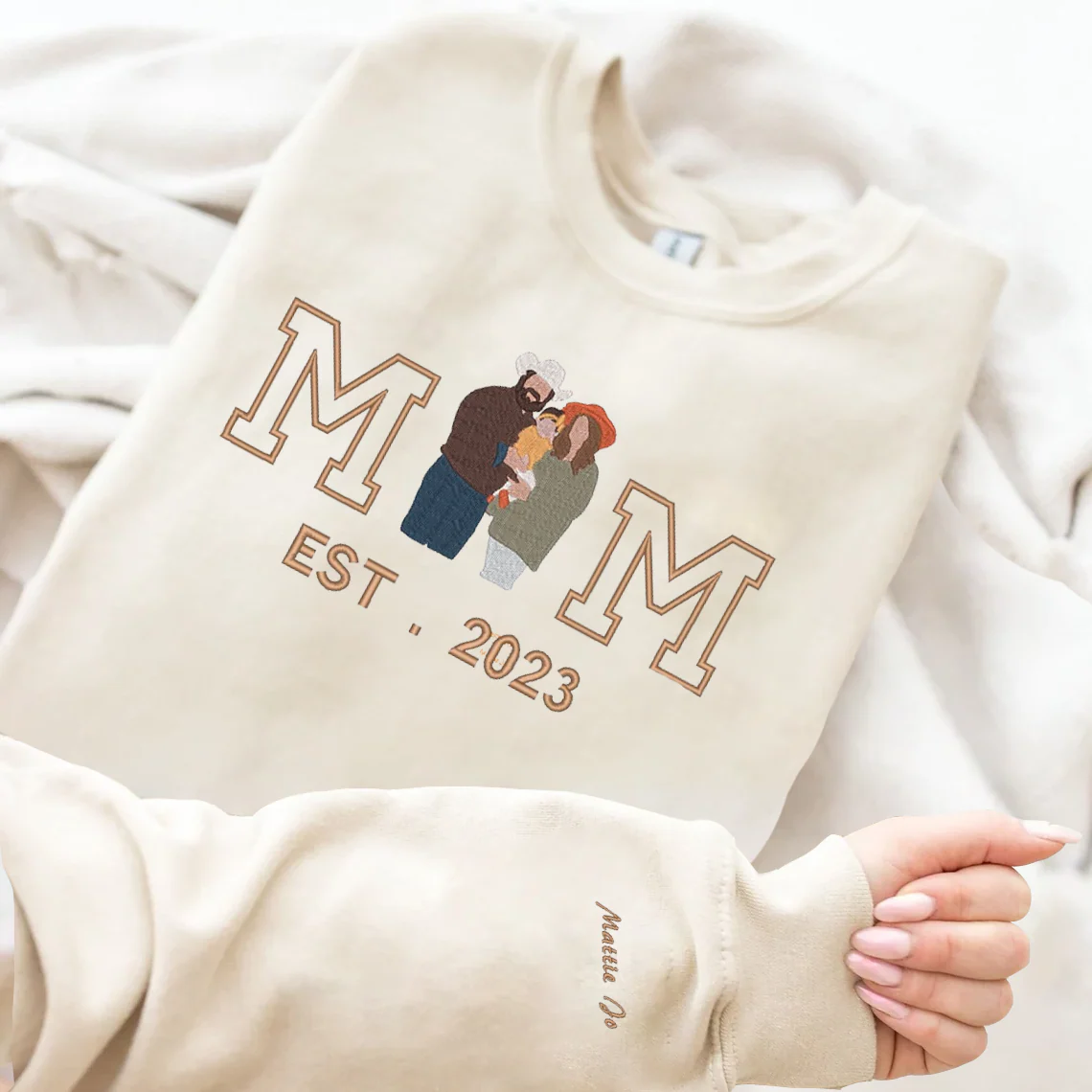 Personalized Embroidered Family Photo Hoodie Sweatshirt T-Shirt - Image 4
