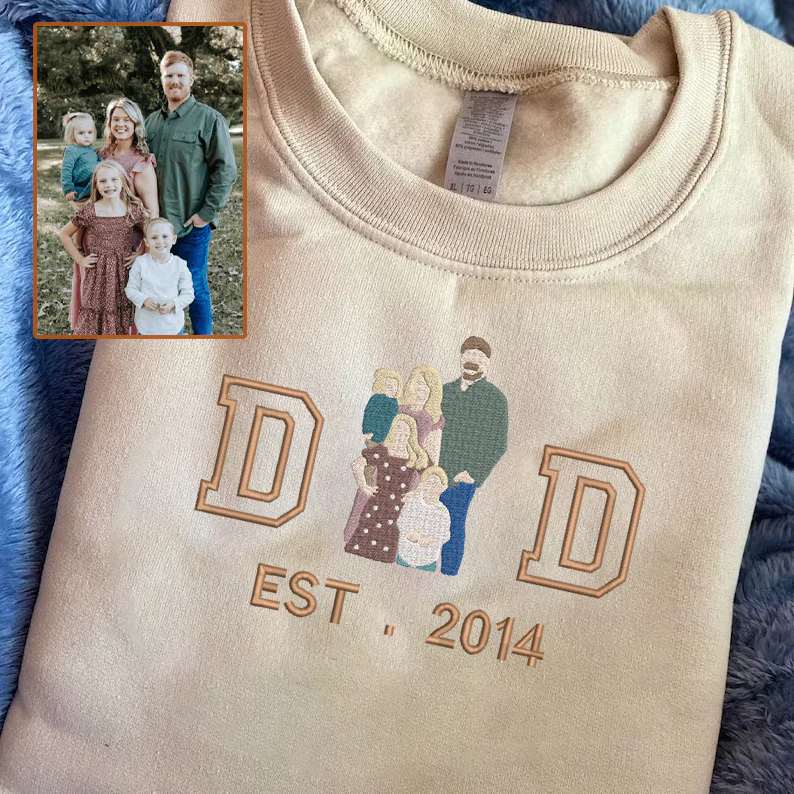 Personalized Embroidered Family Photo Hoodie Sweatshirt T-Shirt - Image 6