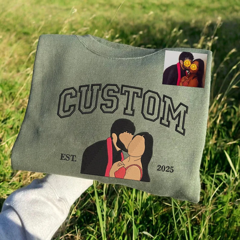 Personalized Embroidered Portrait from Photo Hoodie - Image 5