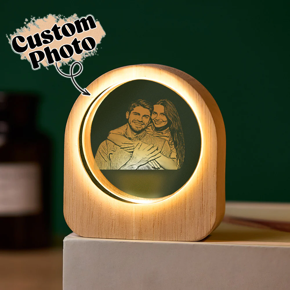 Personalized Family 3D Engraved Crystal Photo LED Light - Image 4
