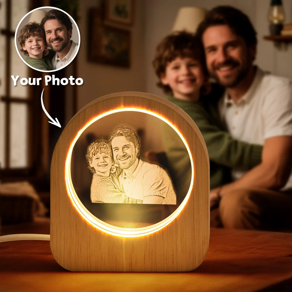 Personalized Family 3D Engraved Crystal Photo LED Light - Image 5