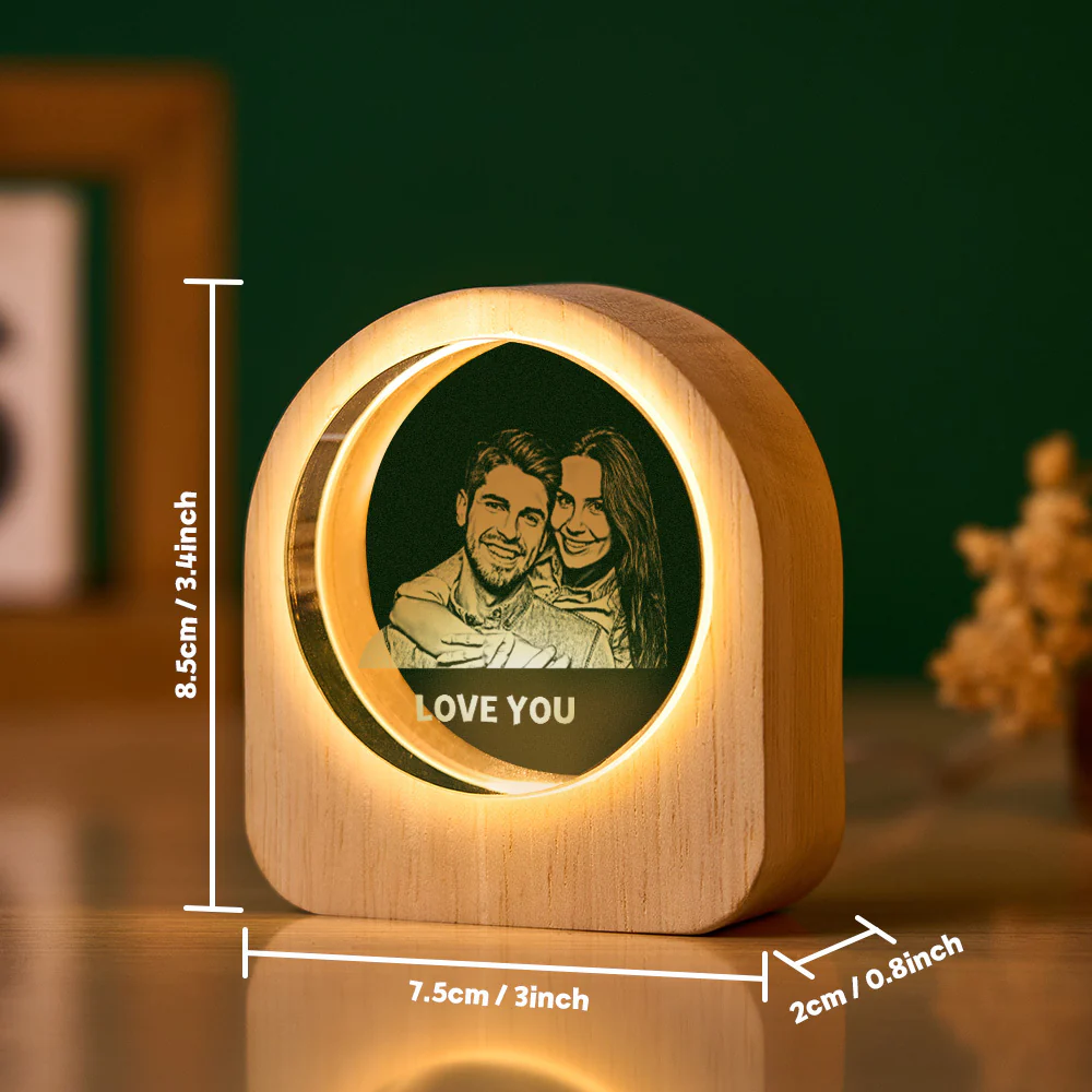 Personalized Family 3D Engraved Crystal Photo LED Light - Image 7