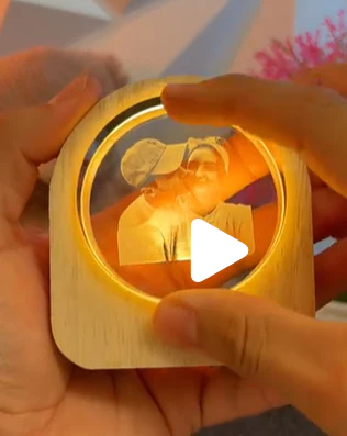 Personalized Family 3D Engraved Crystal Photo LED Light - Image 9
