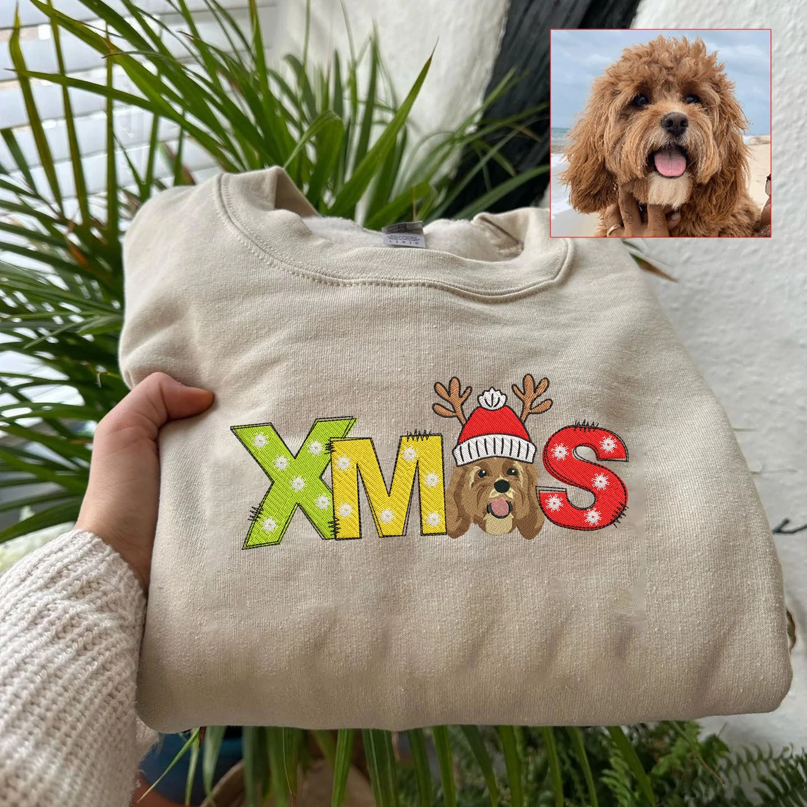 Personalized Pet Dog Cat XMAS Embroidered T-Shirt Hoodie Sweatshirt - Image 3
