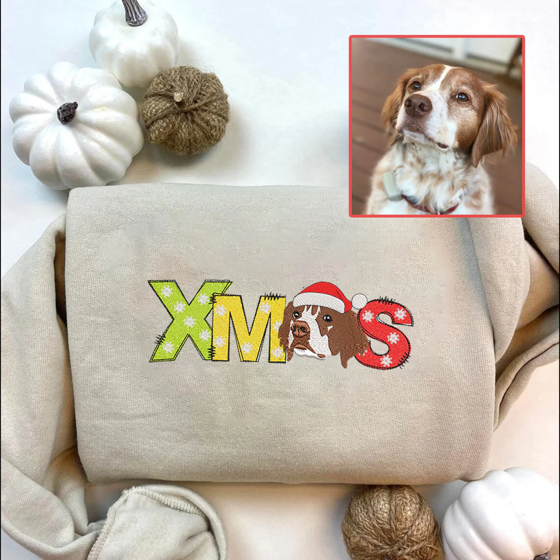Personalized Pet Dog Cat XMAS Embroidered T-Shirt Hoodie Sweatshirt - Image 5