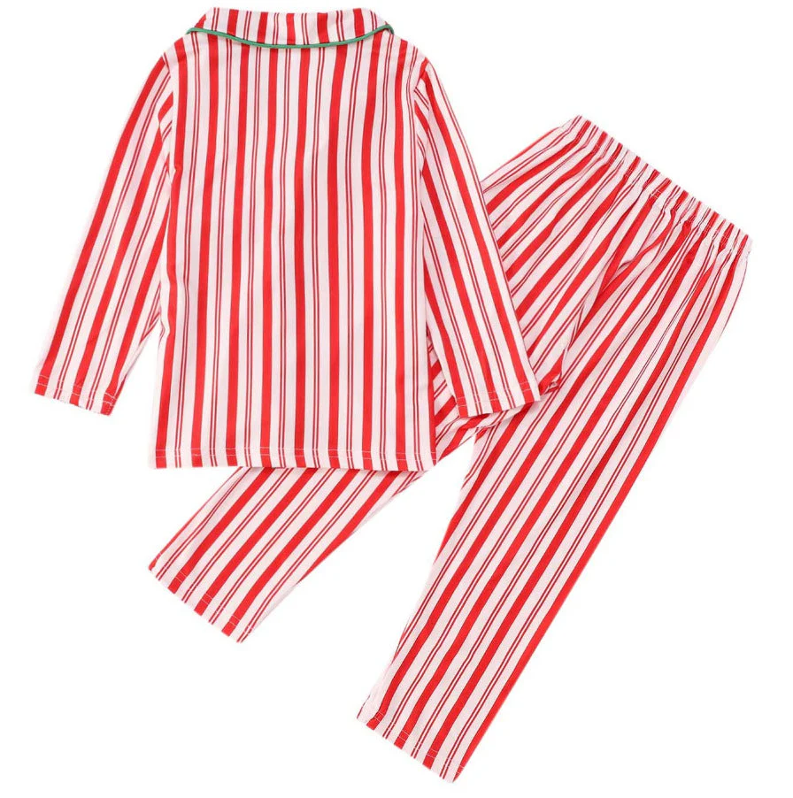 Pink Can Stripe Matching Family Christmas Pajamas-Dog Pajamas Included - Image 5