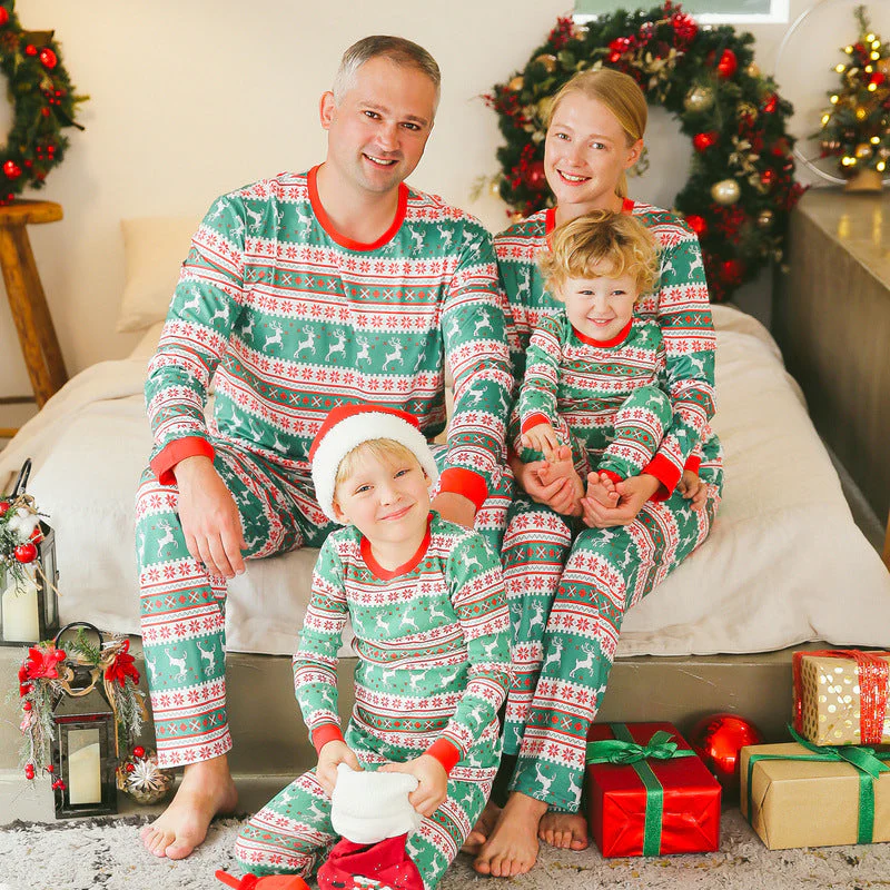 Red and Green elk Christmas Matching Family Christmas Pajamas - Image 2