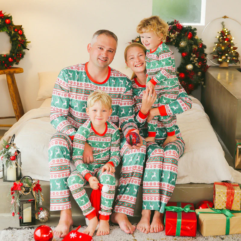 Red and Green elk Christmas Matching Family Christmas Pajamas - Image 3