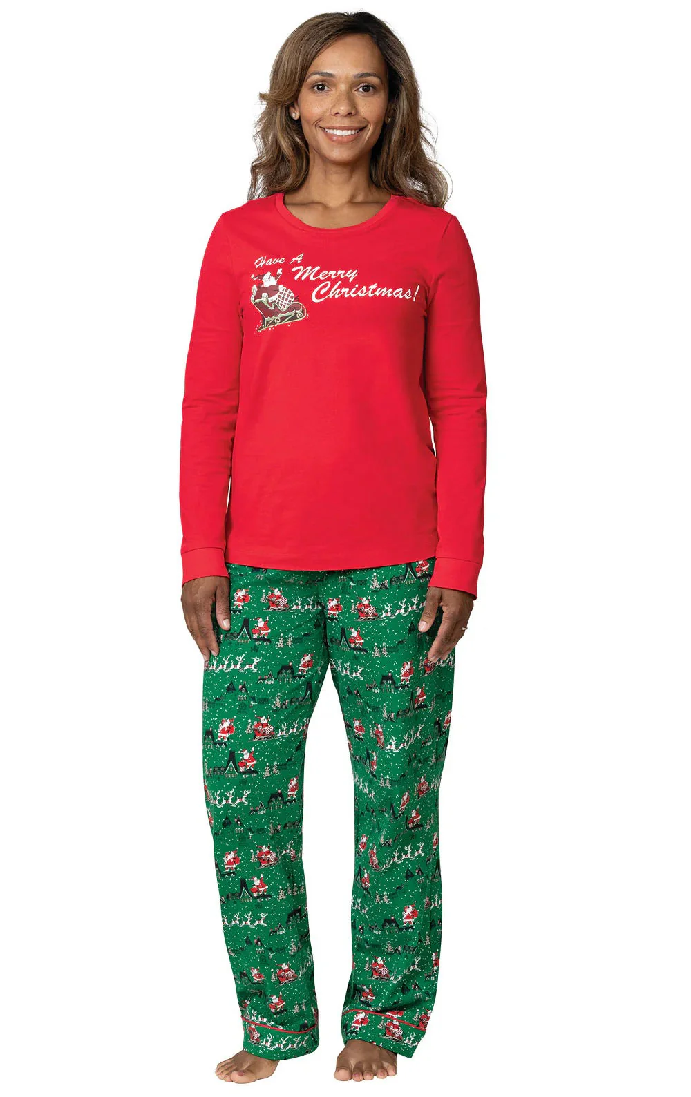 Red and Green Snowman Print Matching Family Christmas Pajamas-Dog Pajamas Included - Image 3