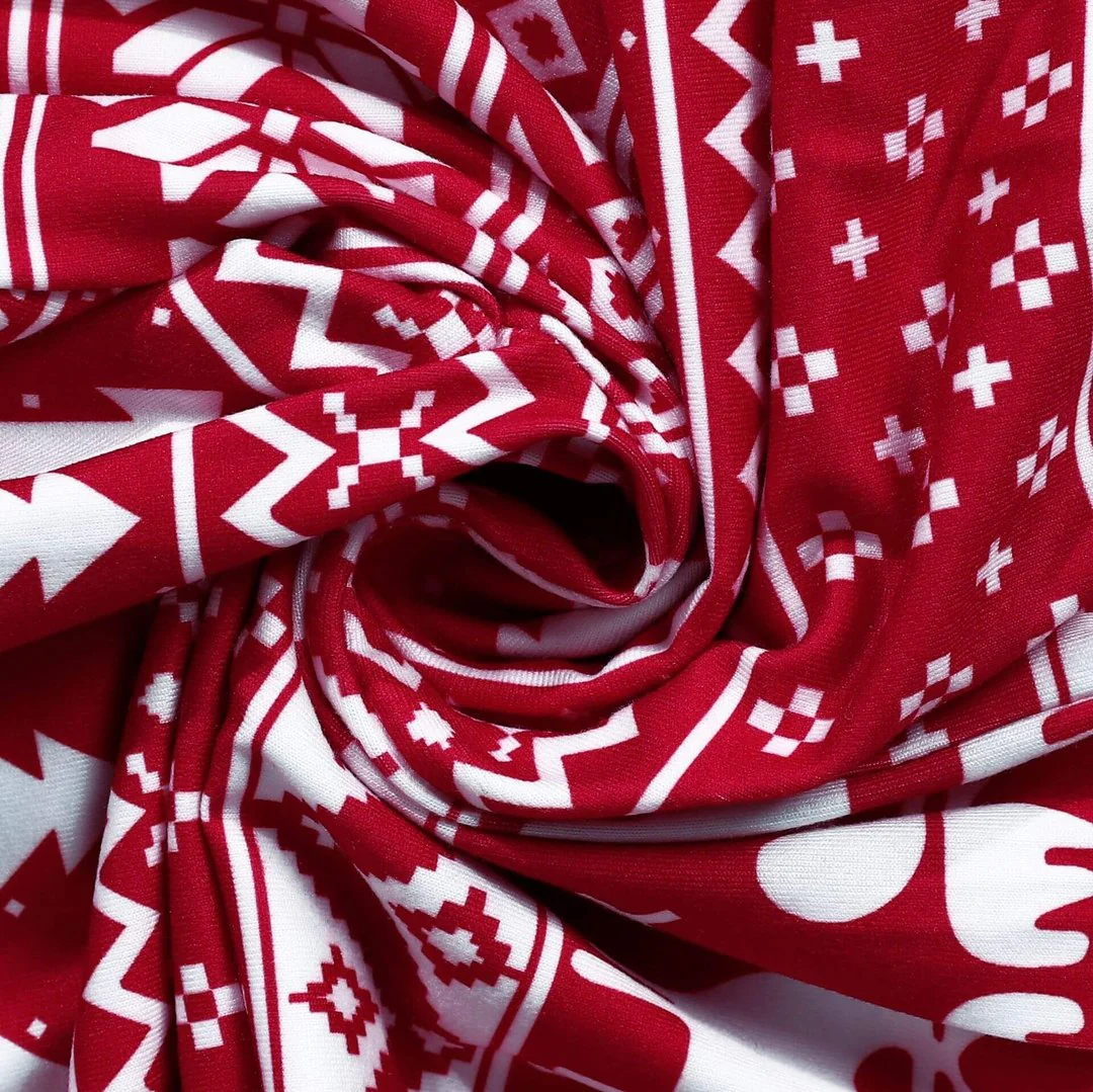 Red and White Christmas Print Matching Family Christmas Pajamas - Image 6