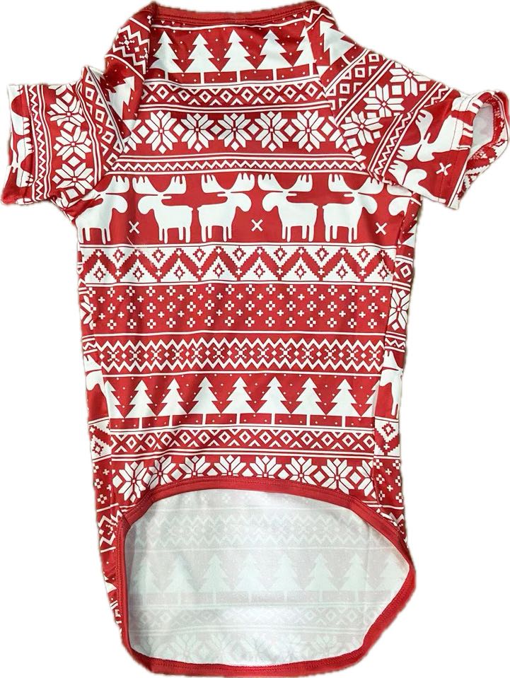 Red and White Snowflake Matching Family Christmas Pajamas-Dog Pajamas Included - Image 8