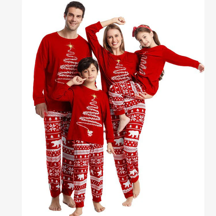 Red Christmas Tree Print Matching Family Christmas Pajamas Sets - Image 5