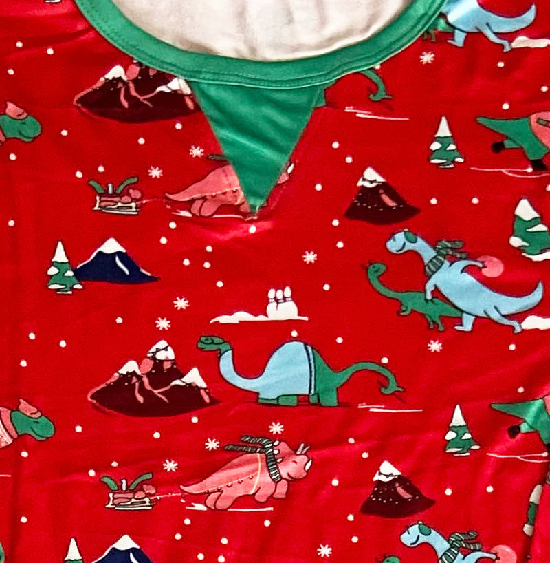 Red Cute Dinosaur  Pattern Family Matching Pajamas Sets - Image 3