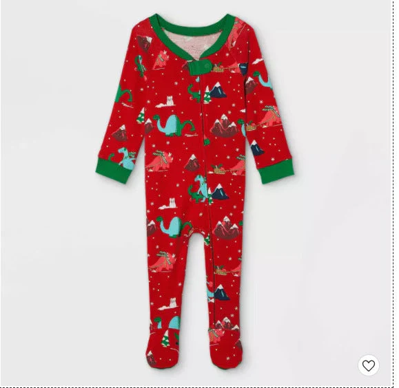 Red Cute Dinosaur  Pattern Family Matching Pajamas Sets - Image 4