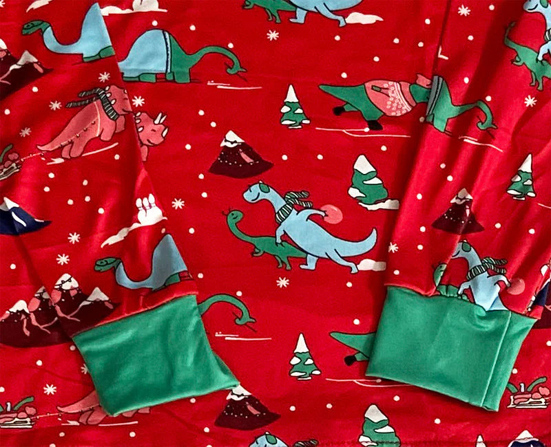 Red Cute Dinosaur  Pattern Family Matching Pajamas Sets - Image 7