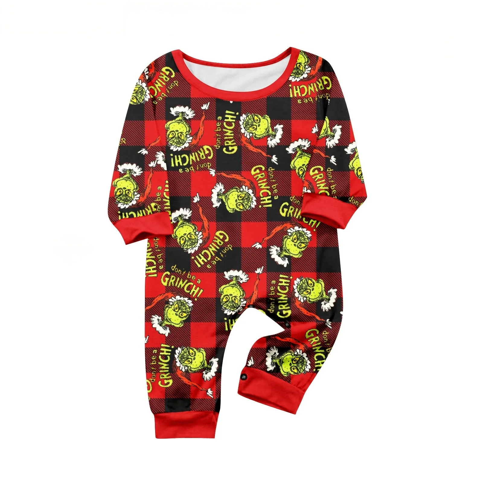 Red Grinch Print Matching Family Christmas Pajamas - Image 5
