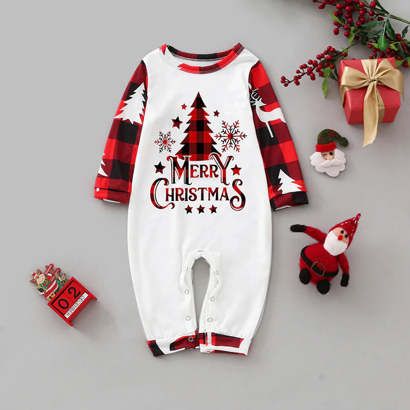 Red Plaid Christmas Tree Pattern Family Matching Pajamas Sets (with Pet's dog clothes) - Image 4