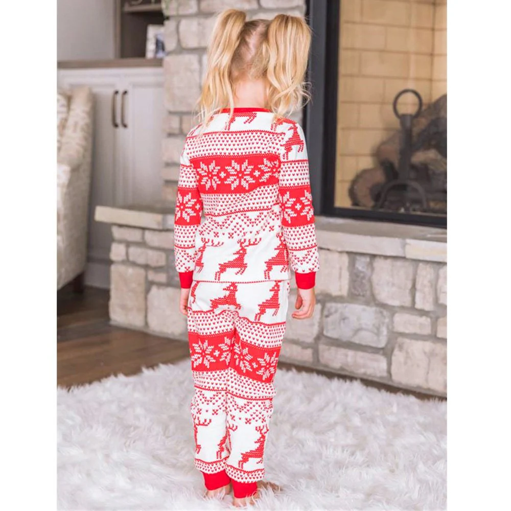 Red Reindeer Print Matching Family Christmas Pajamas-Dog Pajamas Included - Image 8