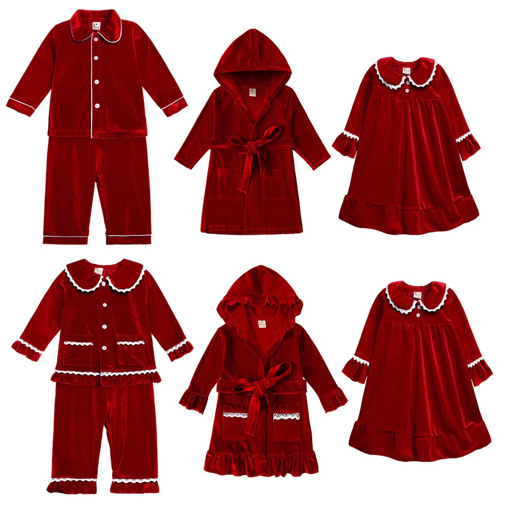 Red Velvet Matching Family Christmas Pajamas - Image 3