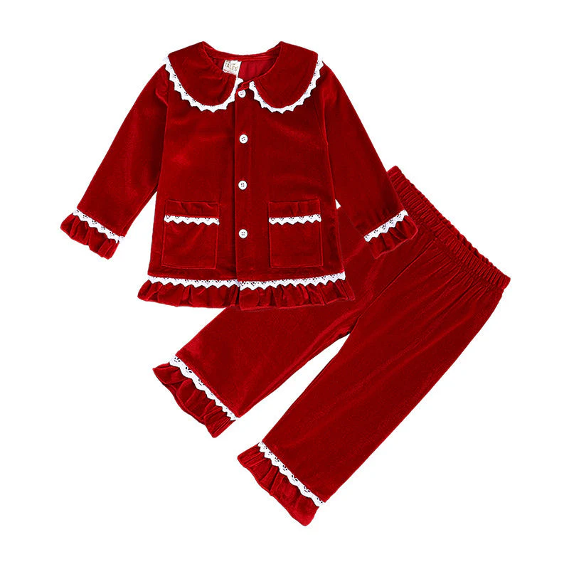 Red Velvet Matching Family Christmas Pajamas - Image 6